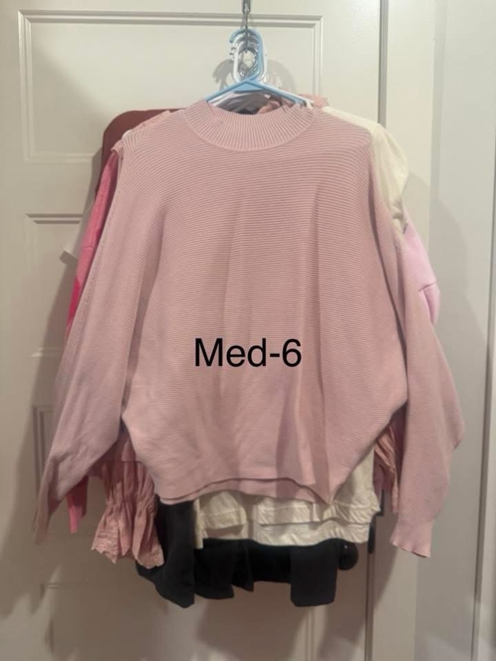 Women's Pink Ribbed Crewneck Sweater